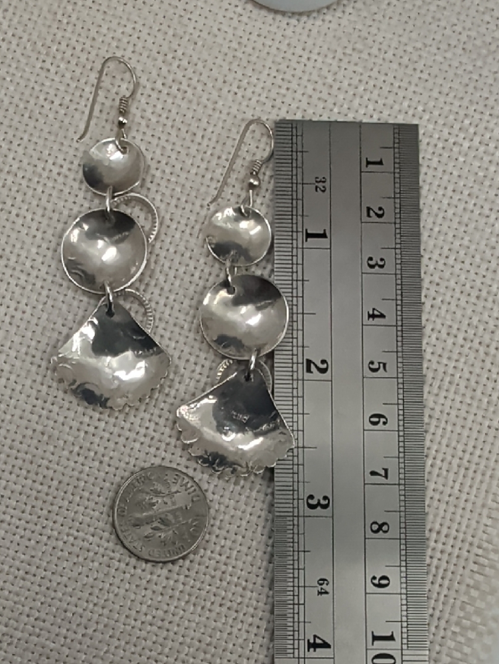 Handmade Sterling Silver Seashell Dangle Earrings Florida Keys Artisan - Picture 16 of 17